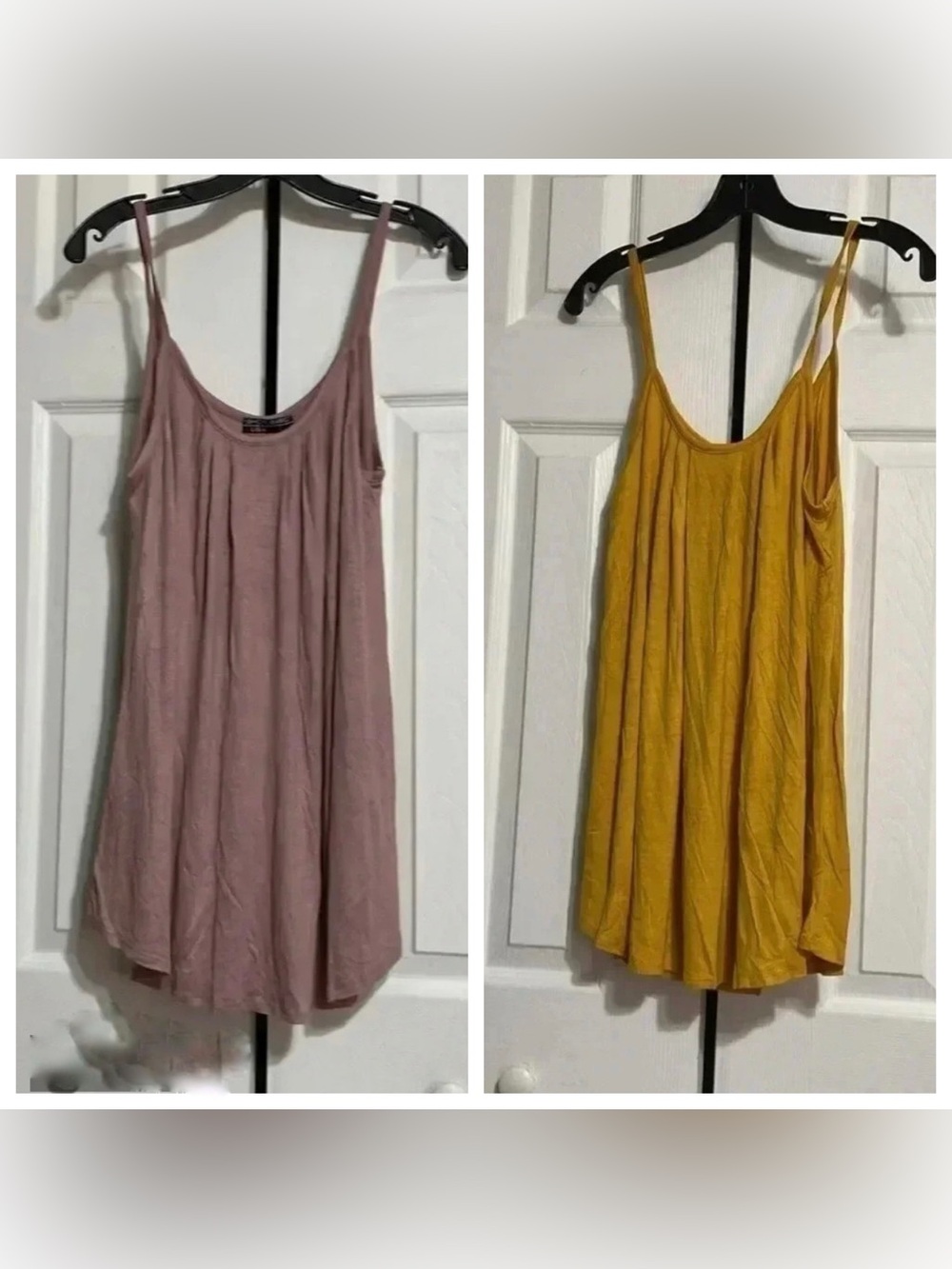 2 Shop Basic tank tops yellow & mauve top shirt blouse set size LARGE